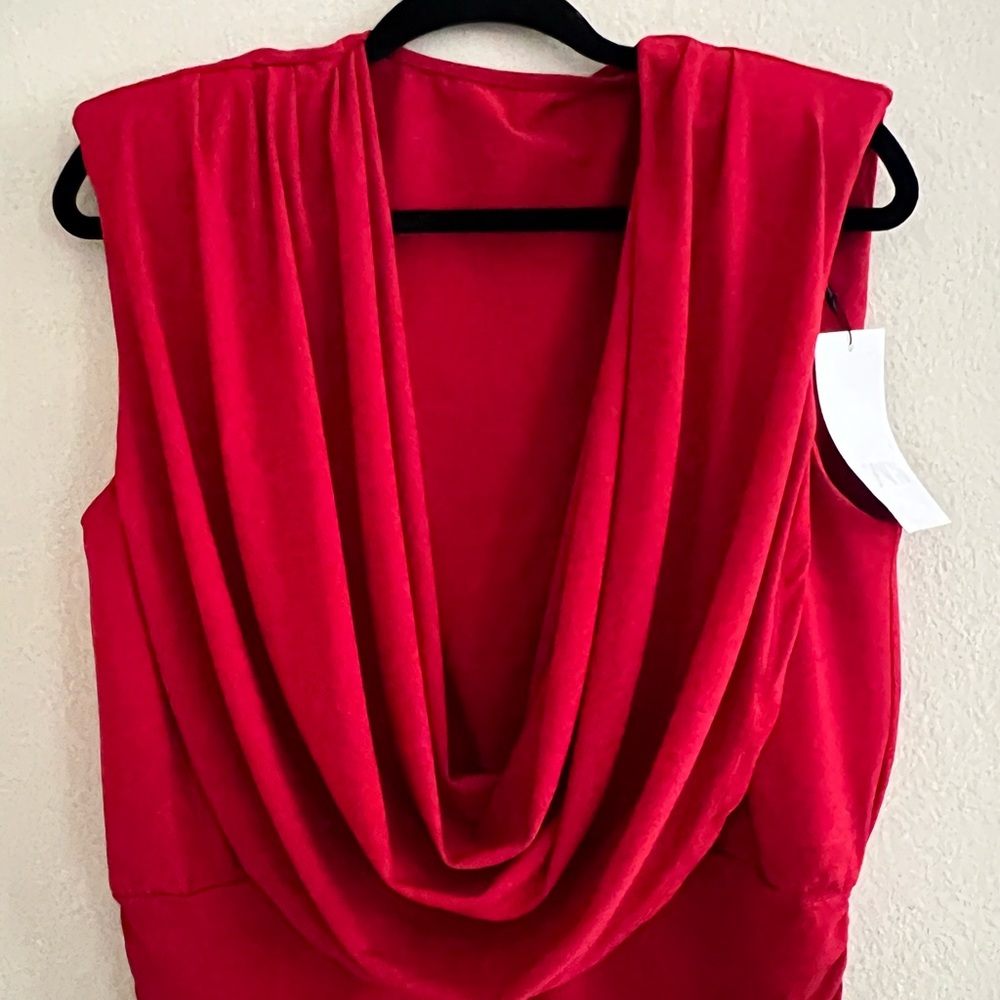 Zara Vibrant Red Sleeveless Drape Top